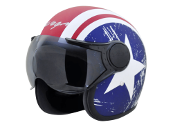 Vega Jet Helmet-Dull Red & Metallic Blue