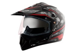 Vega Off Road Helmet-Dull Black & Red