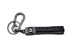 Black Rope Stylish Long Leather Metal & Leather Finish Keyring, Keychain, Key Organiser with Hook for Gift Men & Women