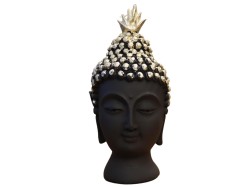 Handmade Gowtham Buddha Idol for Car Dashboard | Buddha Statue for Office Decor | Buddha Putla for homestand | Black Colour | Size 7.5 inches Height