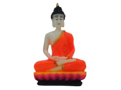 Gowtham Buddha Idol for Car Dashboard | Buddha Statue for Office Decor | Buddha Putla for homestand | Orange Colour | Size 4.5 inches Height