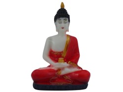 Handmade Gowtham Buddha Idol for Car Dashboard | Buddha Statue for Office Decor | Buddha Putla for homestand | Red Color | Size 3 inches Height