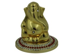 Lord Ganesh Idol for Car Dashboard | Ganesh Statue for Office Decor | Ganesh Putla for homestand | Gold Colour | Size 2.5 inches Height