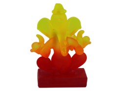 Lord Ganesha Idol for Car Dashboard | Ganesh Statue for Office Decor | Ganesh Putla for homestand | Red and Yellow Colour | Size 2.5inches Height