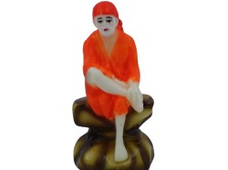 Handmade Shirdi Saibaba Idol for Car Dashboard | Saibaba Statue for Office Decor | SaibabaPutla for homestand | Orange Colour | Size 2.5 inches Height