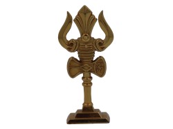 Lord Shiva Trident Stand for Car Dashboard | Stand for Office Decor | Stand for homestand | Gold Colour | Size 4 inches Height