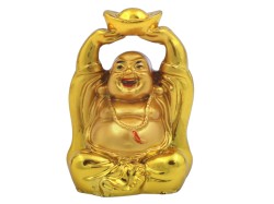 Smiling Golden Kubera Statue for Car Dashboard | Laughing Kubera Stand for Office Decor | Smiling Kubera Stand for Home | Gold Colour | Size 2.5 inches Height