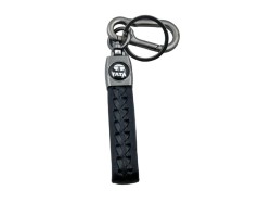 Black Rope Stylish Long Leather Metal & Leather Finish Keyring And Keychain