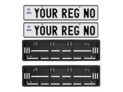 Car Number Plate and Frame | White