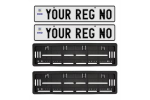 Car Number Plate and Frame | White